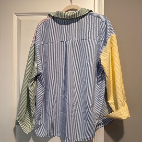Button Down Striped Color Block Shirt - Picture 3 of 3